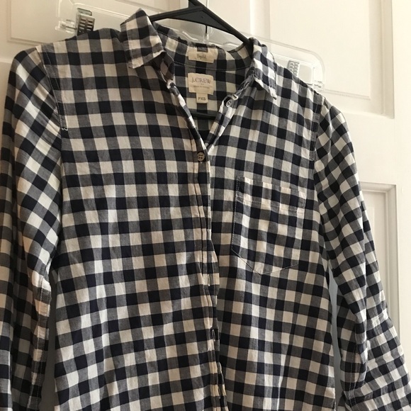 J Crew Navy and White Checkered Shirt PXS - Picture 2 of 4